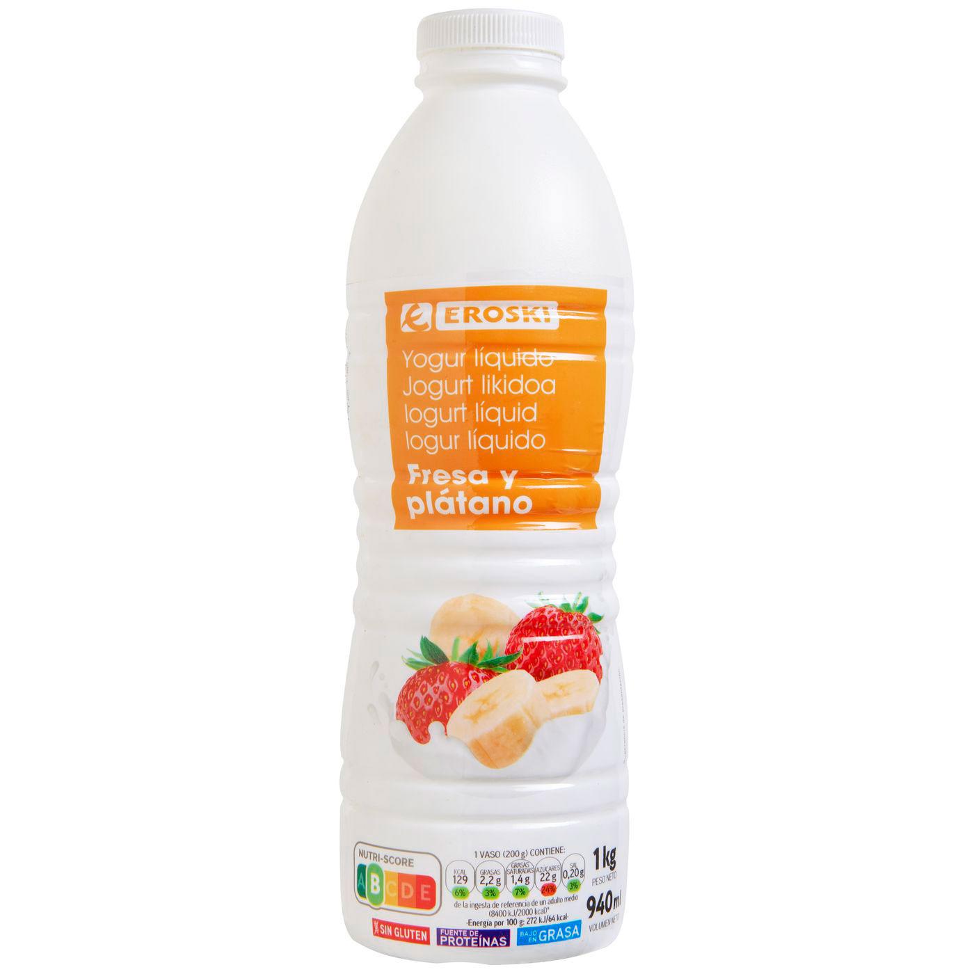 Yogur L Quido De Fresa Pl Tano Eroski Botella Litro