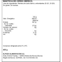 Manteca de cerdo ibérico ELPOZO, tarrina 400 g Manteca de cerdo ibérico ELPOZO, tarrina 400 g