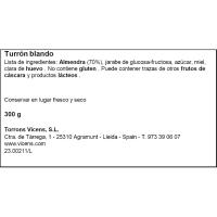 Turrón blando alargado VICENS, tableta 300 g