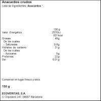 Anacardo crudo eco VERITAS, bolsa 150 g