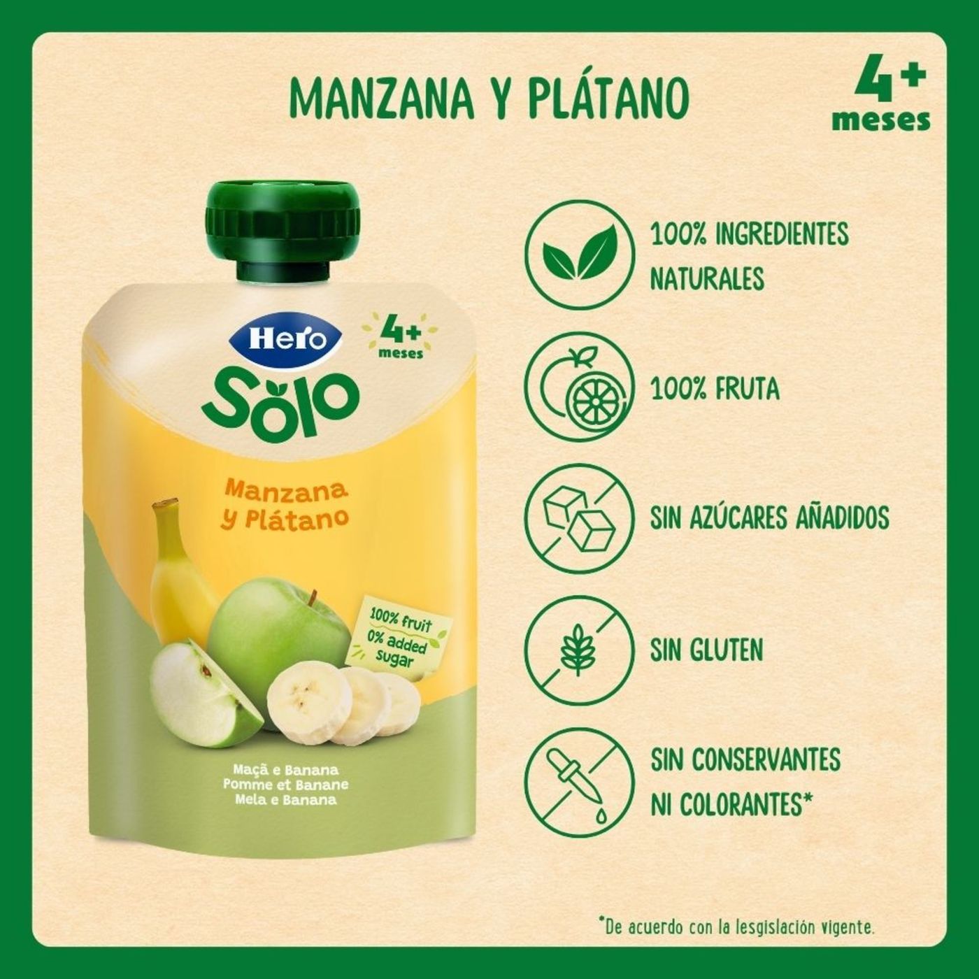 Bolsita de manzana-plátano HERO Baby, doypack 100 g