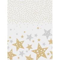 Mantel Gold blanco con estrellas doradas y plateadas, 140x220 cm, 1 ud