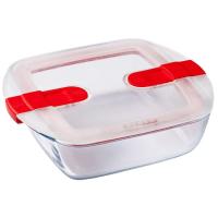 Recipiente cuadrado rojo con tapa Cook&Heat PYREX, 1,1 litros Recipiente cuadrado rojo con tapa Cook&Heat PYREX, 1,1 litros