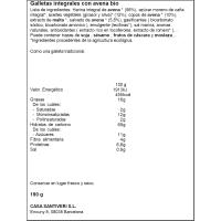 Galleta digestive de avena bio SANTIVERI, paquete 190 g