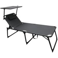 Tumbona Cama alta Ocean de aluminio y textilene, 193x67x48 cm, asas y parasol