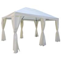 Pérgola en Crudo, acero, 6 apoyos, cortina con cremallera, 3,94x2,96x2,05/2,84 m