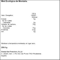 Miel ecológica de montaña GRANJA SAN FRANCISCO, frasco 250 g
