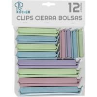 Clip cierra bolsa en distintos tamaños y colores KITCHEN, pack 12 uds