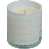 Vela perfumada en vaso blanco tallado geométrico, White Pearl ROURA, 90x80 mm Vela perfumada en vaso blanco tallado geométrico, White Pearl ROURA, 90x80 mm