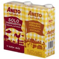 Caldo de pollo + caldo de pollo con jamón ANETO, pack 2x1 litro