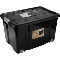 Caja de plástico negro de ruedas NEW BOX, capacidad 55 L HEGA, 35,7x40,5x59 cm Caja de plástico negro de ruedas NEW BOX, capacidad 55 L HEGA, 35,7x40,5x59 cm