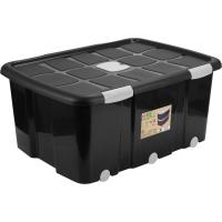 Caja de plástico negra con ruedas capacidad 100 L, New Box HEGA, 76,8x56,5x34,8 cm Caja de plástico negra con ruedas capacidad 100 L, New Box HEGA, 76,8x56,5x34,8 cm