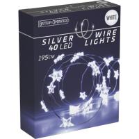 Guirnalda de Navidad con 40 estrellas, luz led blanca. Funciona a pilas (No incluidas), 195 cm