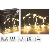 Guirnalda de Navidad con 40 estrellas de luz led cálida, controlador de 8 funciones. Funciona a pilas (No incluidas), 195 cm