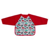 Babero de rizo estampado impermeable con mangas, cierre velcro, rojo coches TI-TIN, 30x30 cm