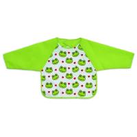 Babero de rizo estampado impermeable con mangas, cierre velcro, verde ranas TI-TIN, 30x30 cm