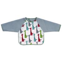 Babero de rizo estampado impermeable con mangas, cierre velcro, gris jirafas TI-TIN, 30x30 cm