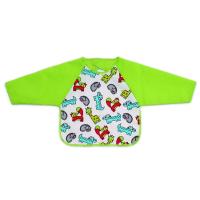 Babero de rizo estampado impermeable con mangas, cierre velcro, verde animales TI-TIN, 30x30 cm