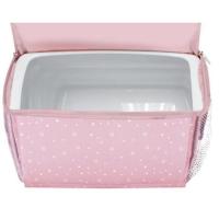 Trona de viaje Hummus Estrellas Rosa ASALVO Arnés de seguridad de 3 puntos, bolsillos para guardar accesorios del bebé, contiene 2 espacios aislados para biberones, 30x25x15 cm.