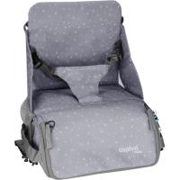 Trona de viaje Hummus Estrellas Gris ASALVO Arnés de seguridad de 3 puntos, bolsillos para guardar accesorios del bebé, contiene 2 espacios aislados para biberones, 30x25x15 cm.
