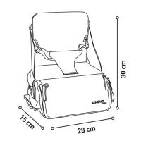 Trona de viaje Hummus Estrellas Gris ASALVO Arnés de seguridad de 3 puntos, bolsillos para guardar accesorios del bebé, contiene 2 espacios aislados para biberones, 30x25x15 cm.
