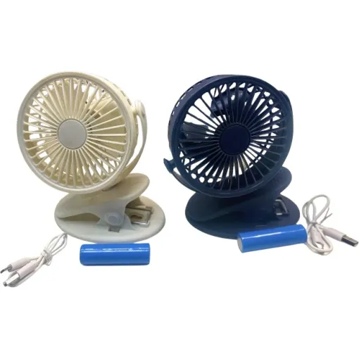 Ventilador mini con pinza 3W, 3 velocidades, 3 colores MS, 1 ud