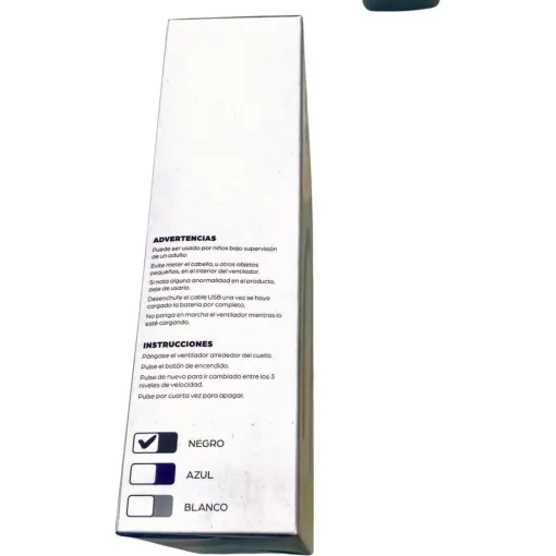 Ventilador de cuello 4W, 3 velocidades, 3 colores MS, 1 ud