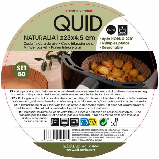 Cesta redonda papel desechable, apta Air Fryer, Ø23x4.5 cm, Naturalia QUID, 50 uds