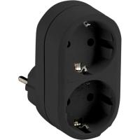 Adaptador frontal negro, 2 tomas, 16 A, 1332-N FAMATEL