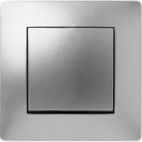 Interruptor-pulsador empotrable, color aluminio, 10A, 9210 FAMATEL, 82x82 mm