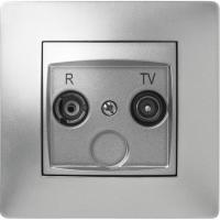 Base de Antena 2 Tomas Empotrar color aluminio, toma R-TV color FM, 9235 FAMATEL