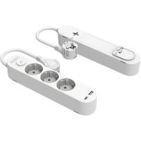 Regleta blanca 3 tomas, interruptor, USB C, USB A, 48643 SILVER ELECTRONICS, 1,5M