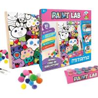 Set manualidades, contiene: pinceles, cuadro c/bastidor, colores y pompones MITAMA