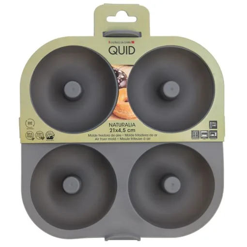 Molde de silicona cuadrado para 4 donuts, ideal para freidora de aire, 19x19 cm Molde de silicona cuadrado para 4 donuts, ideal para freidora de aire, 19x19 cm