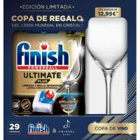 Lavavajillas máquina FINISH ULTIMATE+, caja 29 dosis + Copa