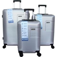 Trolley mediano gris, ABS, cierre combinación, 4 ruedas, N22 AR, 42x28x66 cm