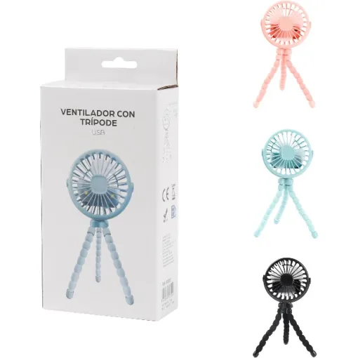MS mini tripode eta argi haizagailu txikia 2,5W, 3 abiadura, 3 kolore, 21,5x9,5 cm, 1 ale