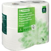 Papel higiénico triple rollo EROSKI, paquete 4 rollos