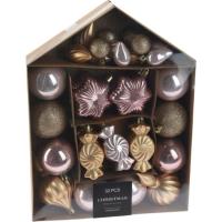 Adorno para colgar en el árbol de Navidad, en tonos rosas y champan, set 32 uds