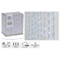 Cortina de luz Navideña, 320 luces led frías, 5 funciones, IP44, sirve para interior y exterior. Funciona con enchufe, 1x2 metros