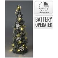 Cono de Navidad con nieve y 20 luces led,  Ø12x40 cm