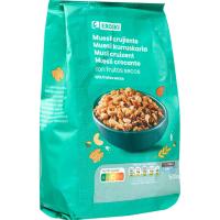 EROSKI muesli kurruskaria fruitu lehorrekin, poltsa 500 g
