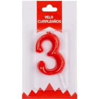 Vela roja de Aniversario Nº 3, 1 ud