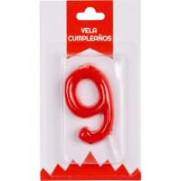 Vela roja de Aniversario Nº 9, 1 ud