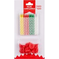 Velas de cumpleaños con soporte, pack 20 uds