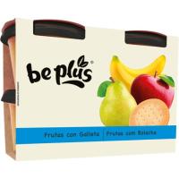 Pure de 4 frutas con galleta BE PLUS, pack 4x200 g