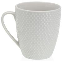 Taza de porcelana blanca con relieve exterior Dots VERSA, 35 cl