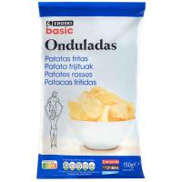Patatas fritas onduladas EROSKI BASIC, bolsa 150 g