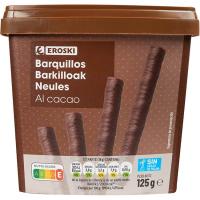 Barquillos al cacao EROSKI, tarrina 125 g Barquillos al cacao EROSKI, tarrina 125 g