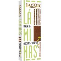 Láminas praliné de chocolate y pistacho LACASA, caja 128 g Láminas praliné de chocolate y pistacho LACASA, caja 128 g